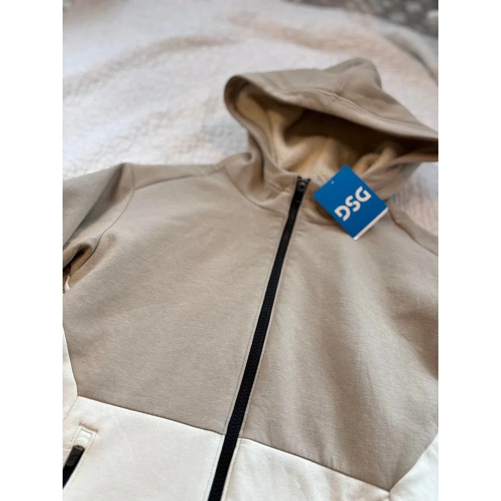 DSG Boy's Sherpa Lined Full Zip Hoodie/Jacket Tan‎ Cream Jacket Size Medium